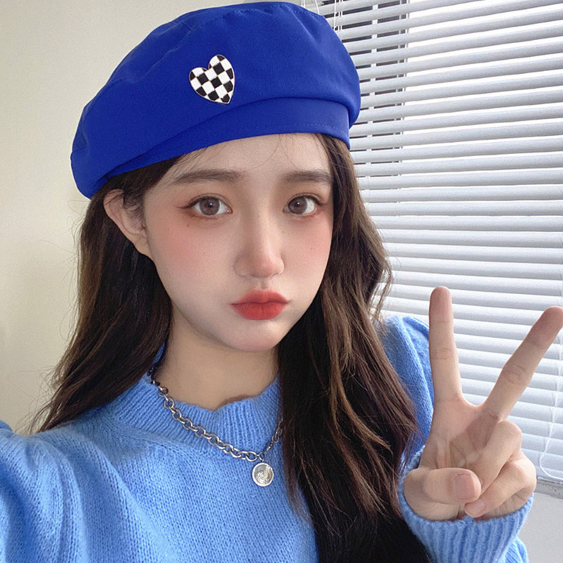 Fashion Pure Color Love Heart Beret