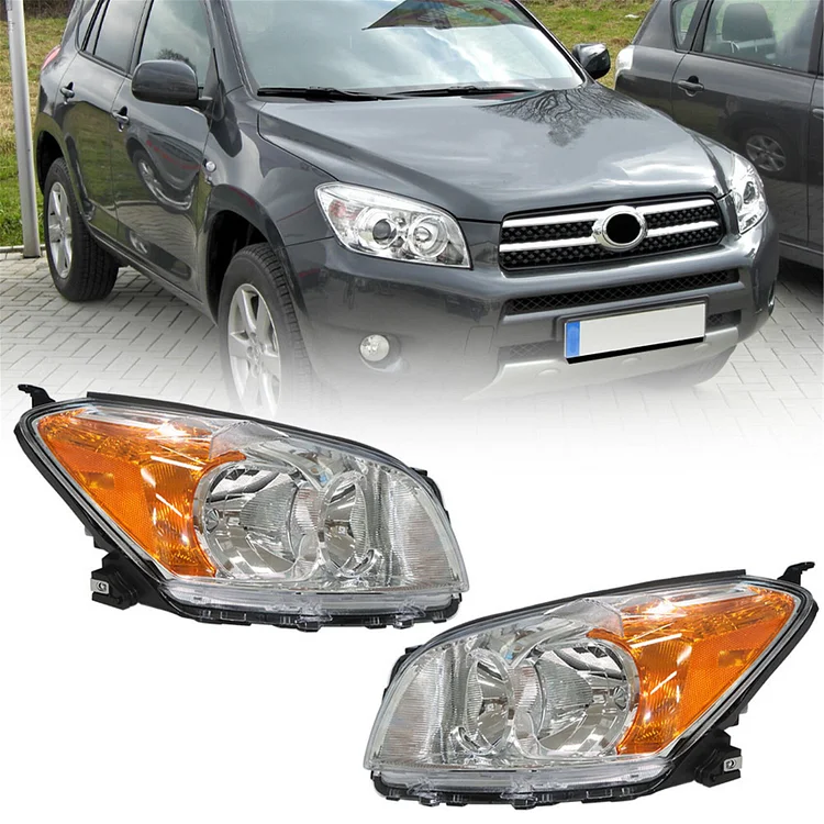 PIAOYUE- For 2009 2010 2011 2012 Toyota Rav4 Headlight Headlamp Halogen Left Driver Right Passenger Side 1 Pair Chrome Housing Clear Lens W/o DRL - Foto 7