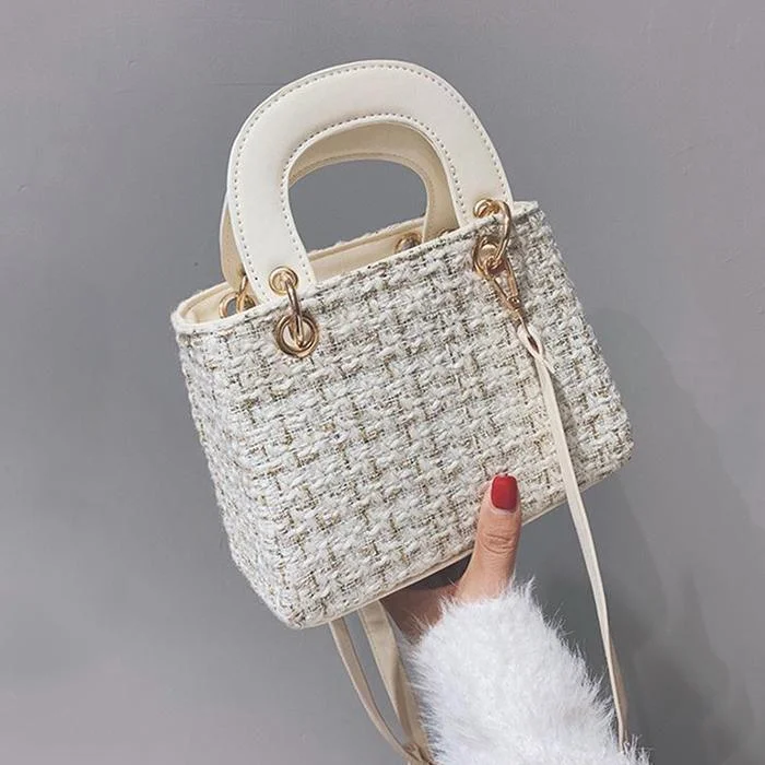 Simple Tweed Hand Bag/Shoulder Bag