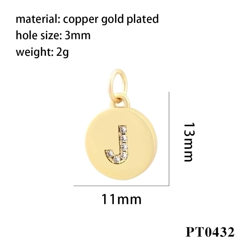 Minimalist Letter Copper Plating Inlay Zircon 18k Gold Plated Charms