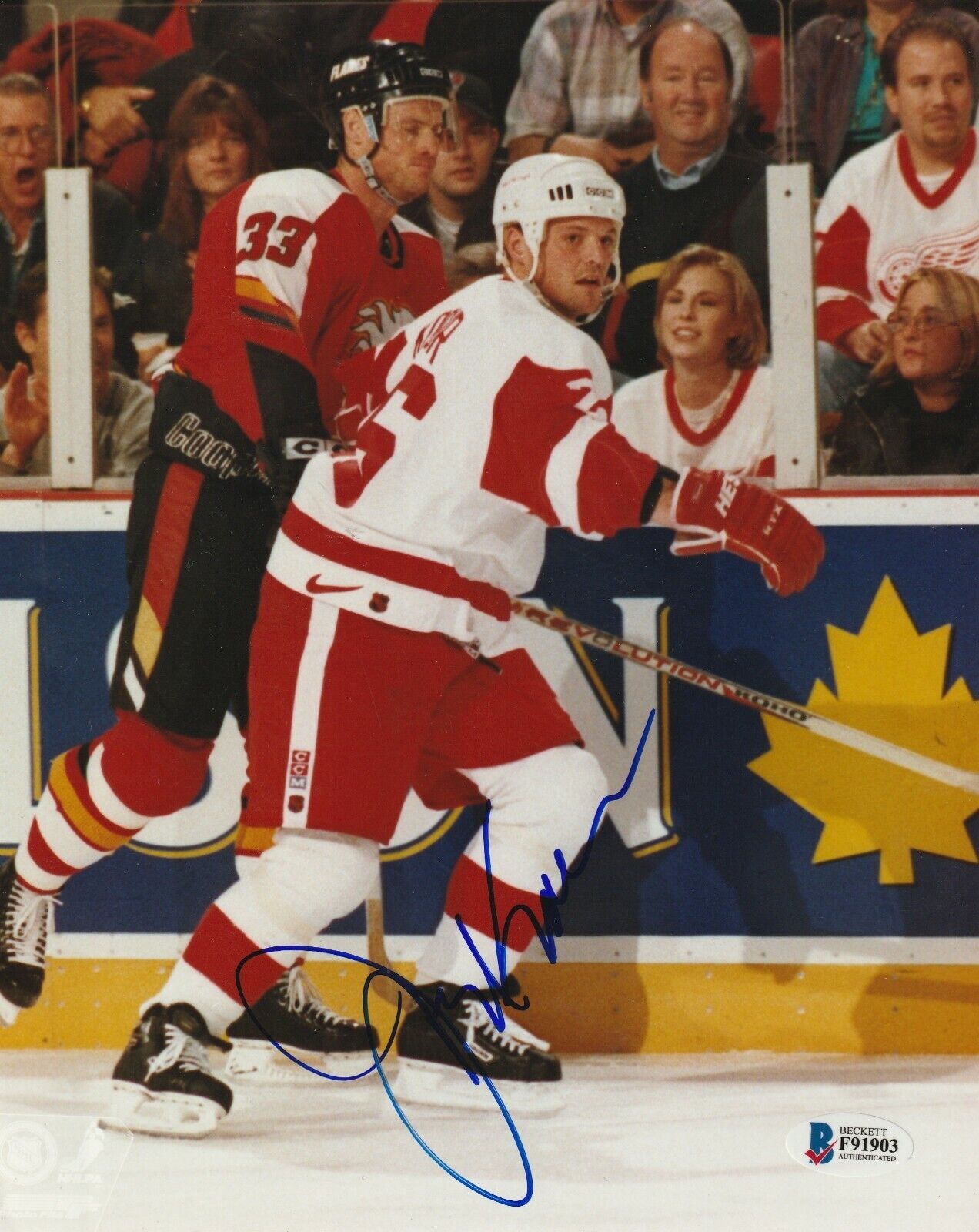 JOEY KOCUR Signed Detroit RED WINGS 8X10 Photo Poster painting w/ Beckett COA