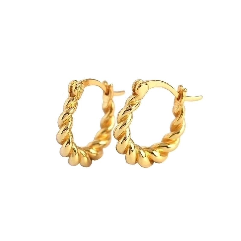 Retro S925 Silver Geometric Twist U-shaped Hoop Earrings