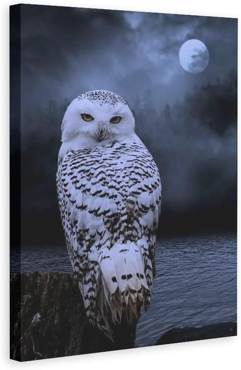Wild Nocturnal Animal Snowy Owl Canvas Poster Bedroom Decor Sports Landscape Office Room Decor Gift,Canvas Poster Wall Art Decor Print Picture Paintings for Living Room Bedroom Decoration 12x18inchs(3 12x18inchs(30x45cm)