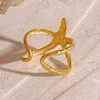 Stylish Starfish Golden Open Ring