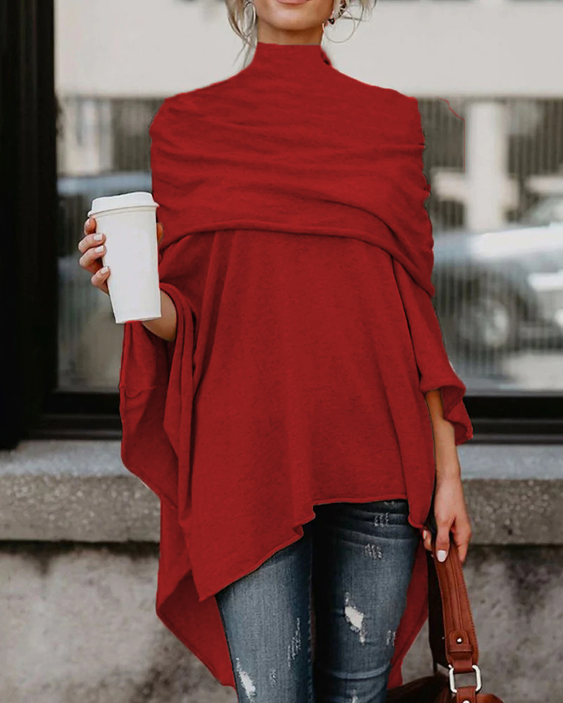 Urban Long Sleeve Plain Turtleneck Blouse