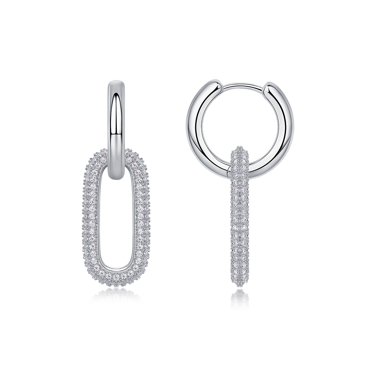 Celestial Orbit Pavé Moissanite Hoop Earrings White Gold