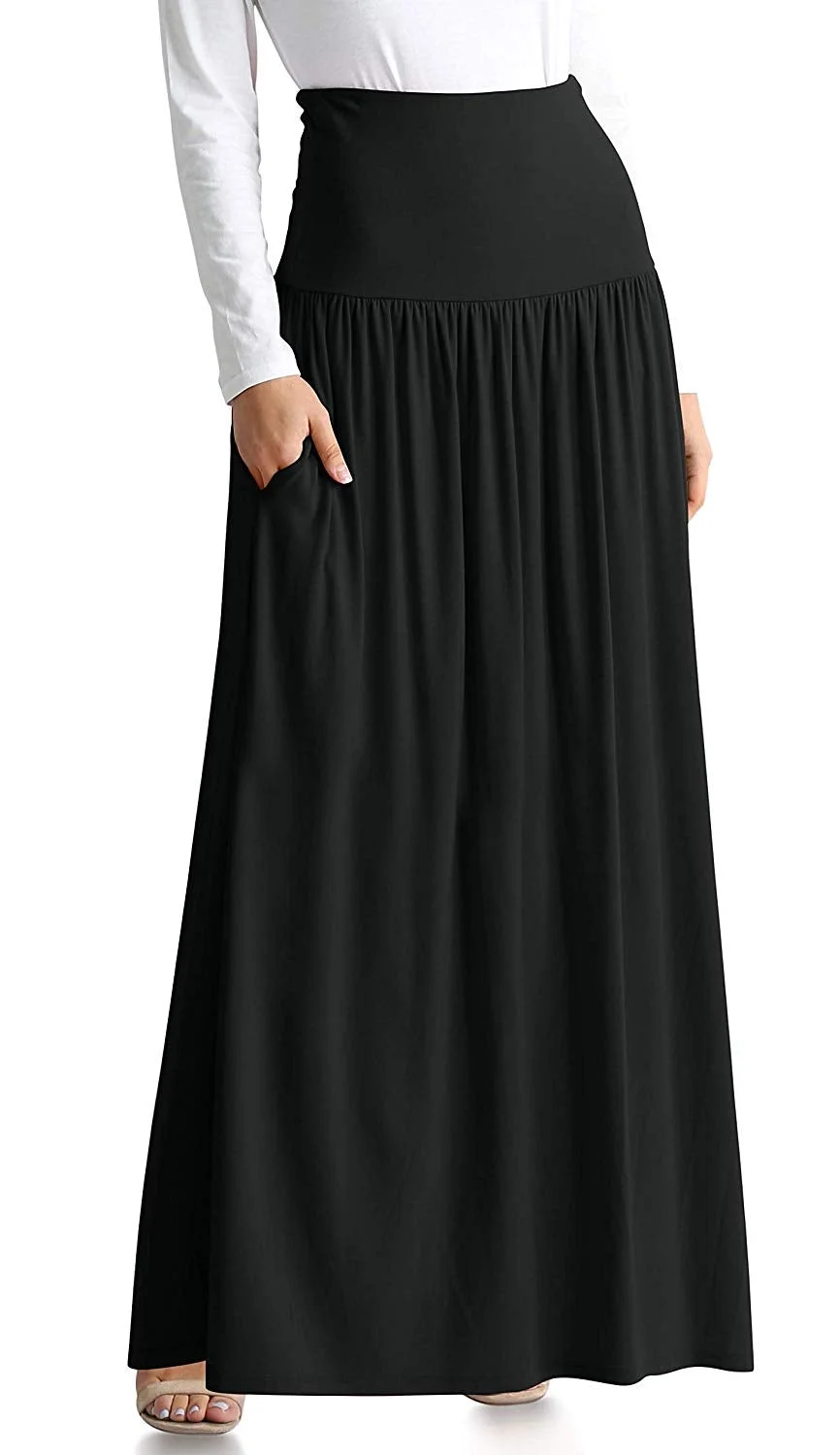Pockets Reg and Plus Size Skirt Womens Long Maxi Skirt
