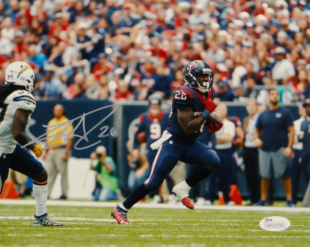 Lamar Miller Autographed *Silver Texans 8x10 Against Chargers Photo Poster painting- JSA W Auth