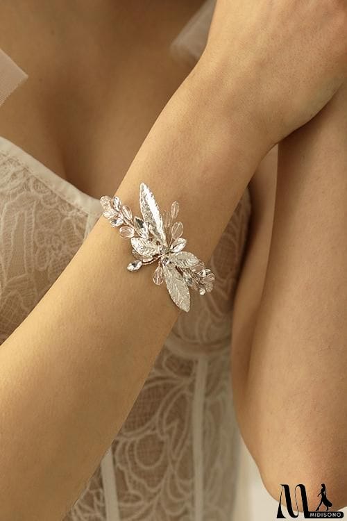 MidiSono - Rhinestone Leaf Bracelet