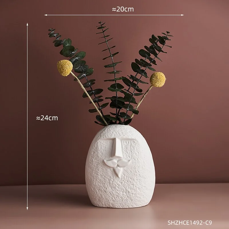 Nordic Home Decoration Funny Face Ceramic Vase Furnishing Decorative Vases Ceramic Living Room Decor Modern Home Decor Gifts