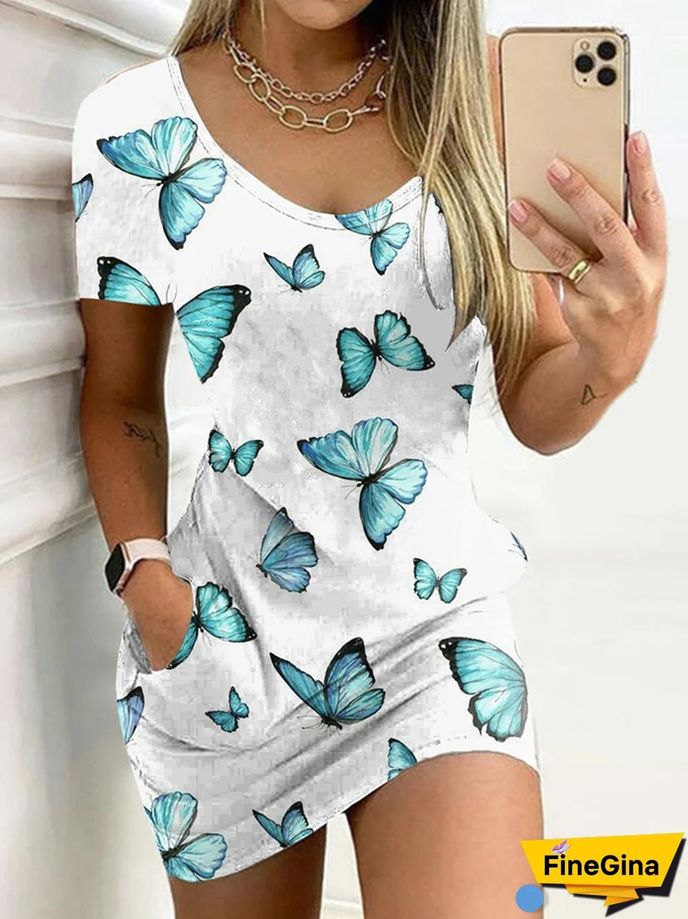 New Casual Floral Print Stitching Party Dress Sexy O Neck Slim Mini Office Dress Street Fashion Pocket Women Summer Beach Dress