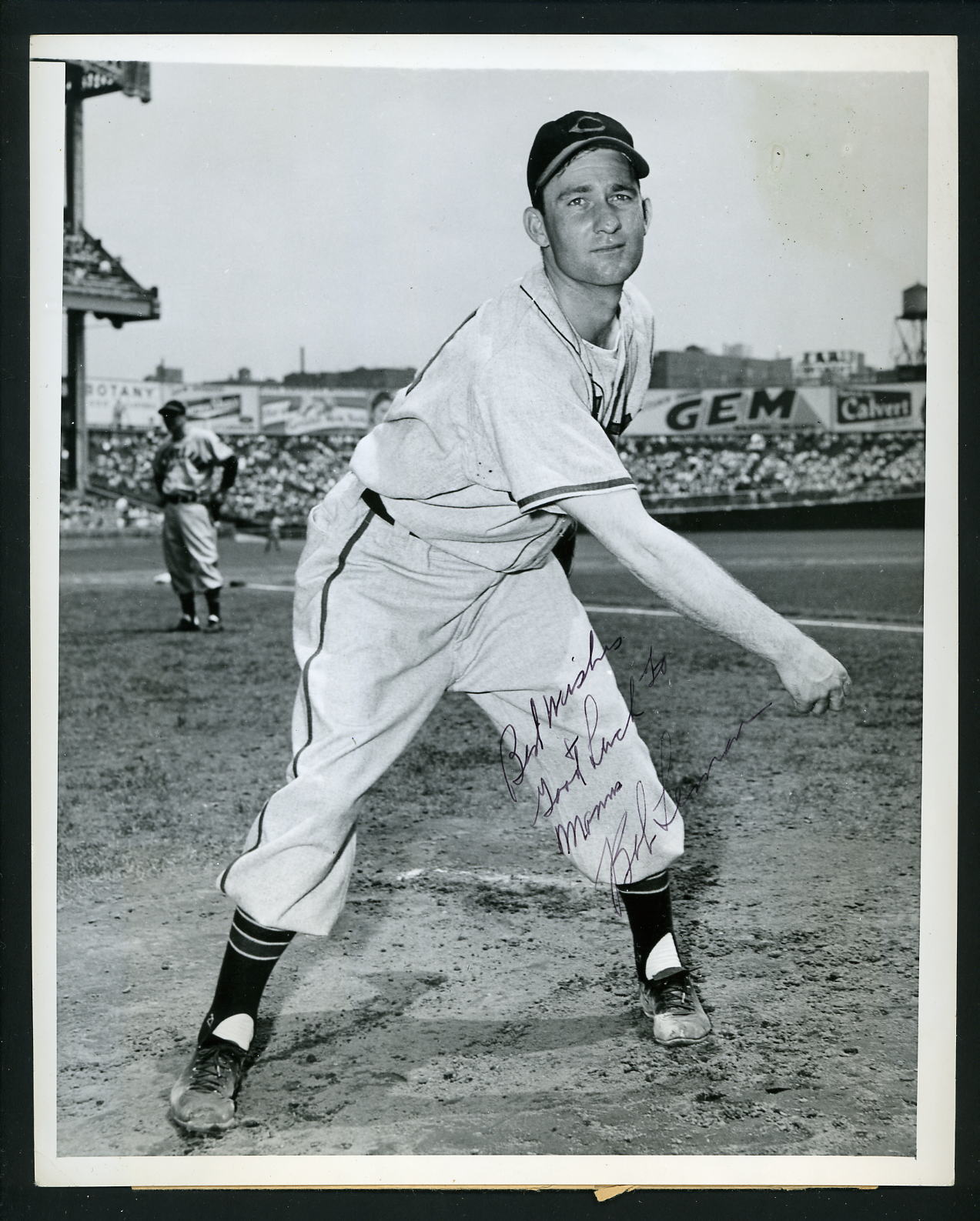 Bob Lemon Signed 8 X 10 Vintage 1948 Press Wire Photo Poster painting with JSA auth Indians