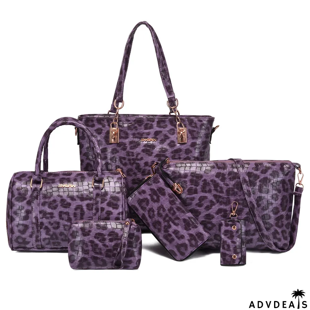 Fashionable crocodile pattern six-piece bag retro portable pillow bag one-shoulder Messenger large-capacity women's bag