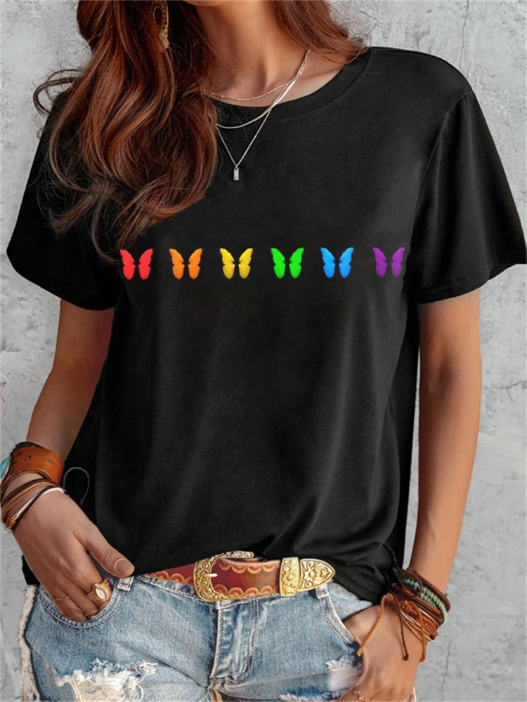 Rainbow Butterflies LGBT Graphic T Shirt
