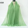 Pleated Linen Cotton Scarf Woolen Edge Women Hijab Shawl