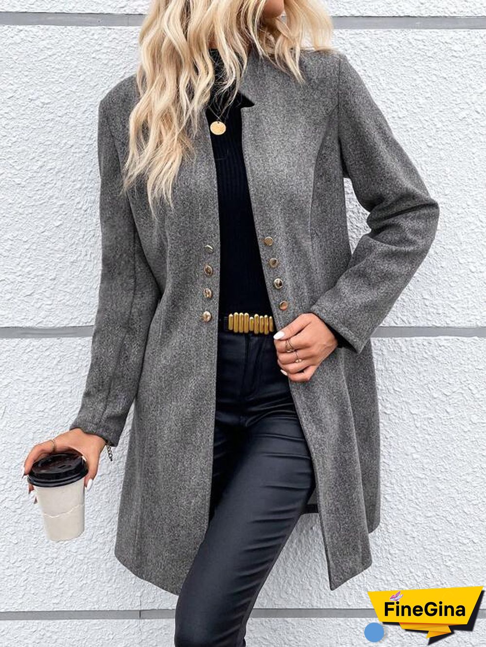 Grey Plain Long Sleeve Jacket