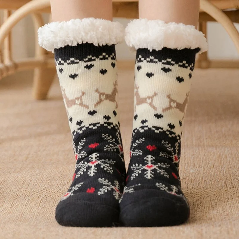 Women's Slippers for Home Warm Sock with Fur Short Plush Slippers Cartoon Bedroom Slippers Soft Indoor Shoes for Female