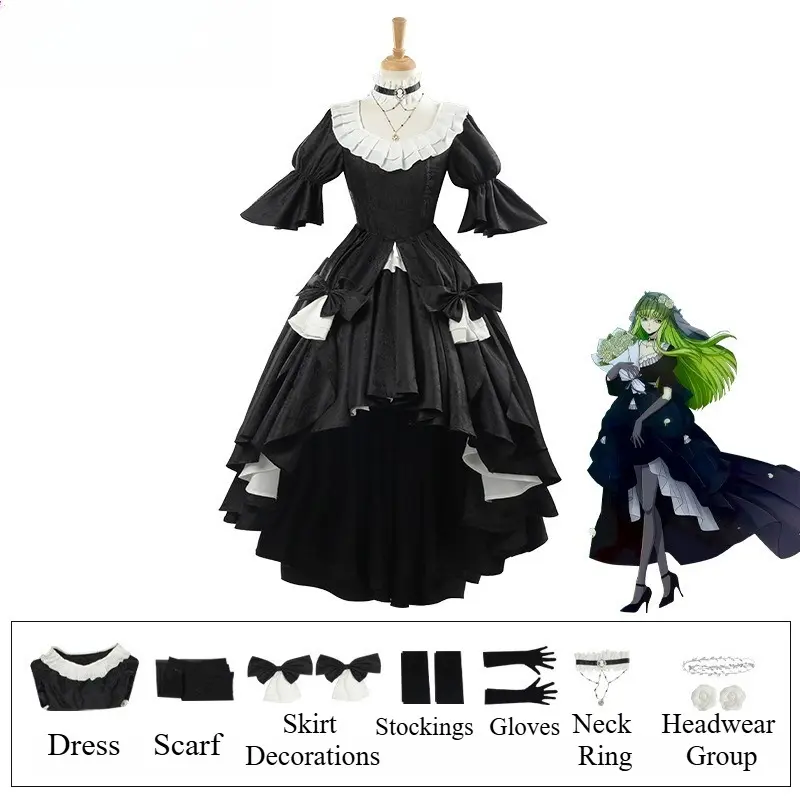 [Wetrose] In Stock Geass Lelouch of The Rebellion C.C. Gothic Vintage Dress Anime Cosplay Costume