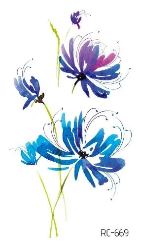 52 Kinds Watercolor Flora Lavender Waterproof Fake Tattoos Temporary Women Arm Chest Ankle Stickers Floral Body Art Tatto Flower