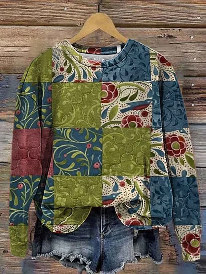Women's Round Neck Printed Casual Sweatshirt