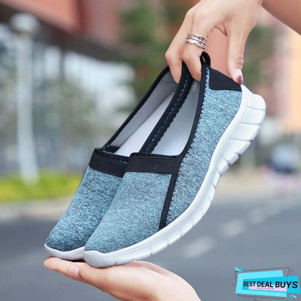 Women Slip On Loafers Plus Size Breathable Mesh Ballet Sneakers Flat Shoes