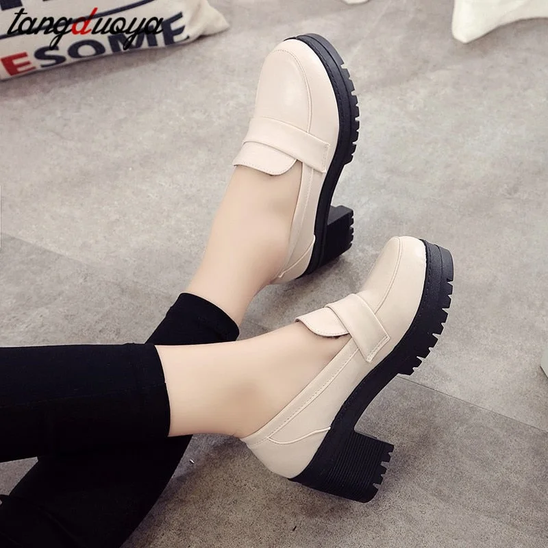 Japanese High School Student Shoes Girly Girl Lolita Shoes Cospaly Shoes JK Uniform PU Leather Loafers Casual Shoes