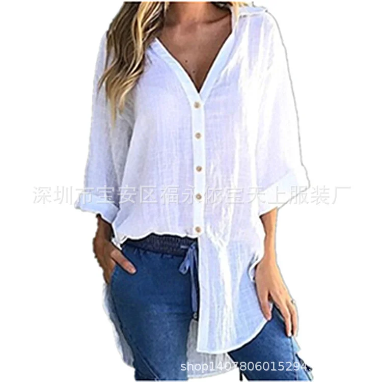 Mongw Mongw / Summer 2024 Women's New Linen Cotton Linen Shirt Irregular Cardigan Women
