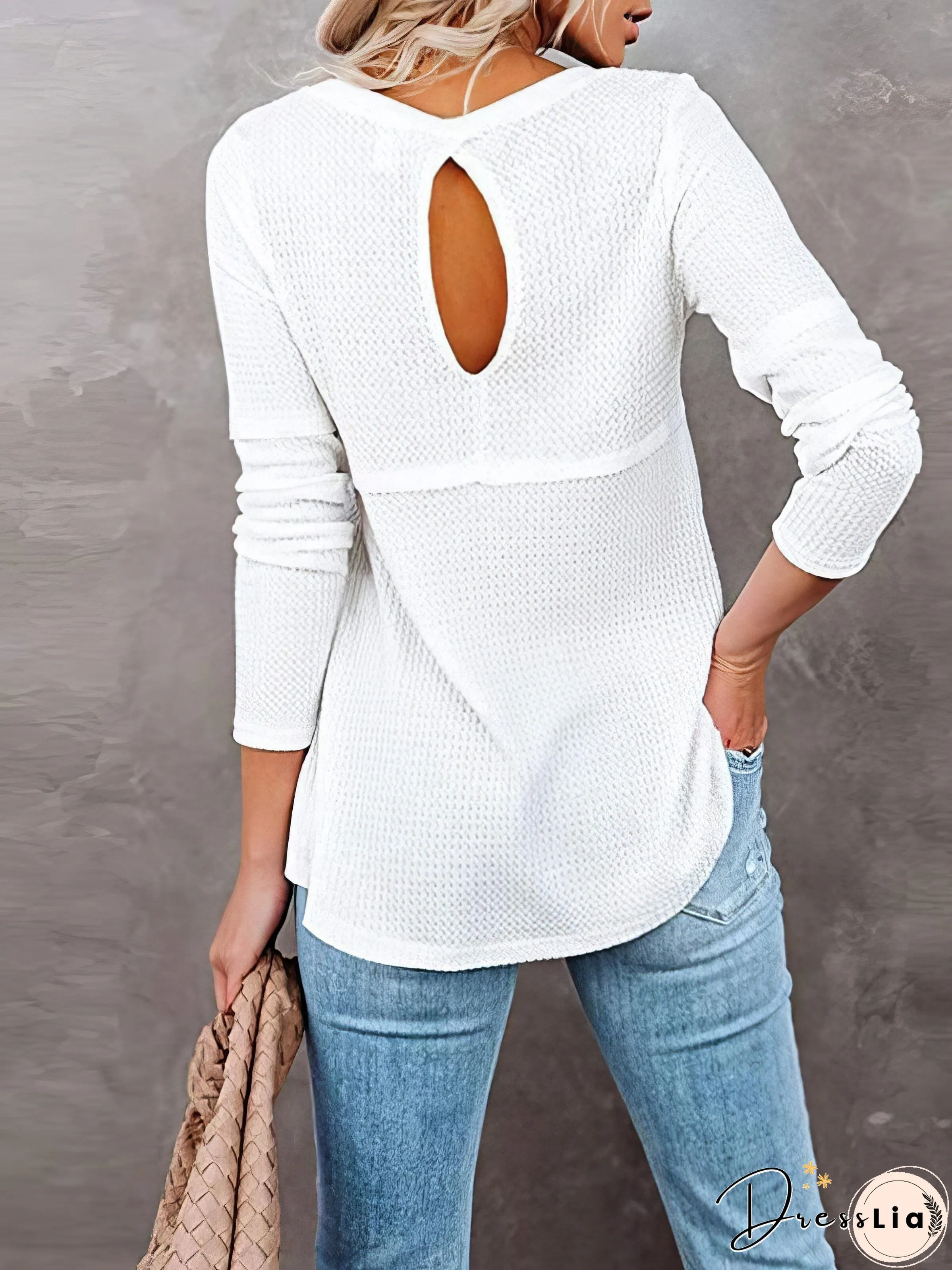 White Waffle Knit Henley