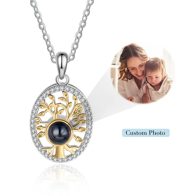 Family Tree Projection Necklace Personalized Photo Necklace for Family