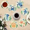 8Pcs Diamond Painting Wooden Marine Life Coaster Diamond Art Kit w/ Holder No-Slip Decor
