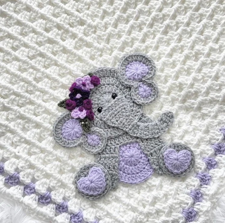 Lulusnow Handmade Purple Baby Elephant Crochet Animal Baby Blanket Gifts For Baby 