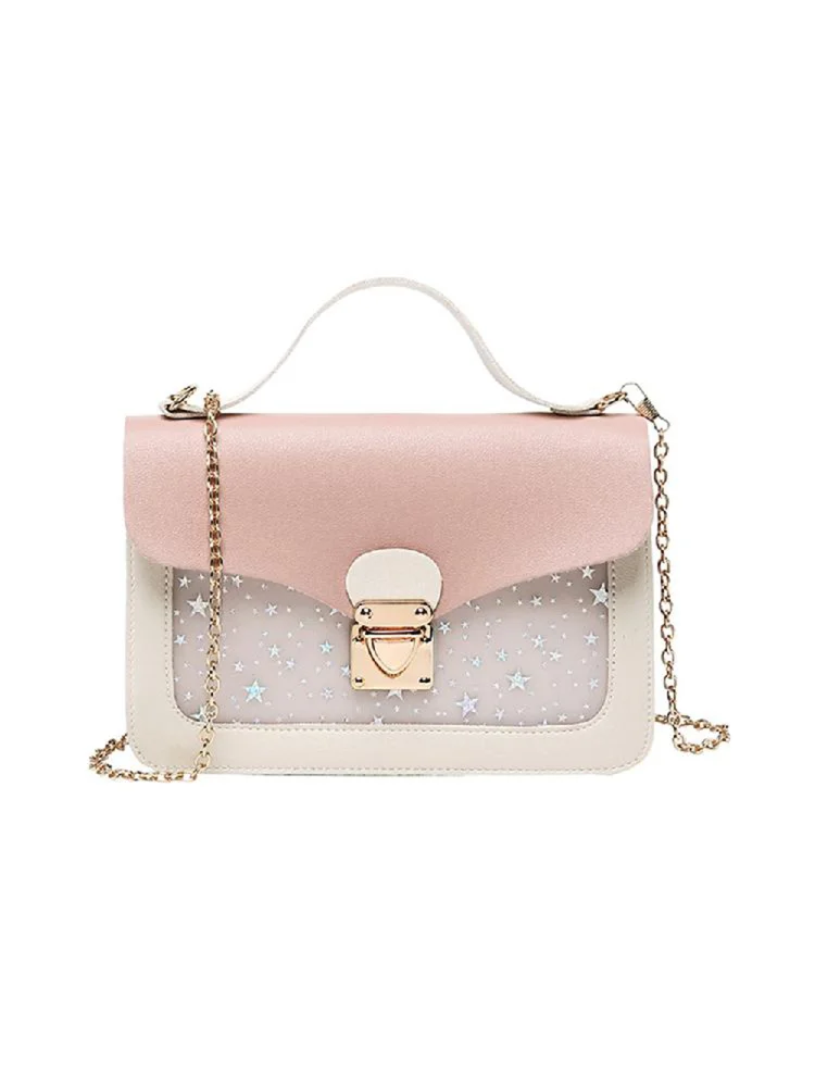 Cute Stars Pattern Shoulder Handbags Women Small Crossbody Bags (Pink)