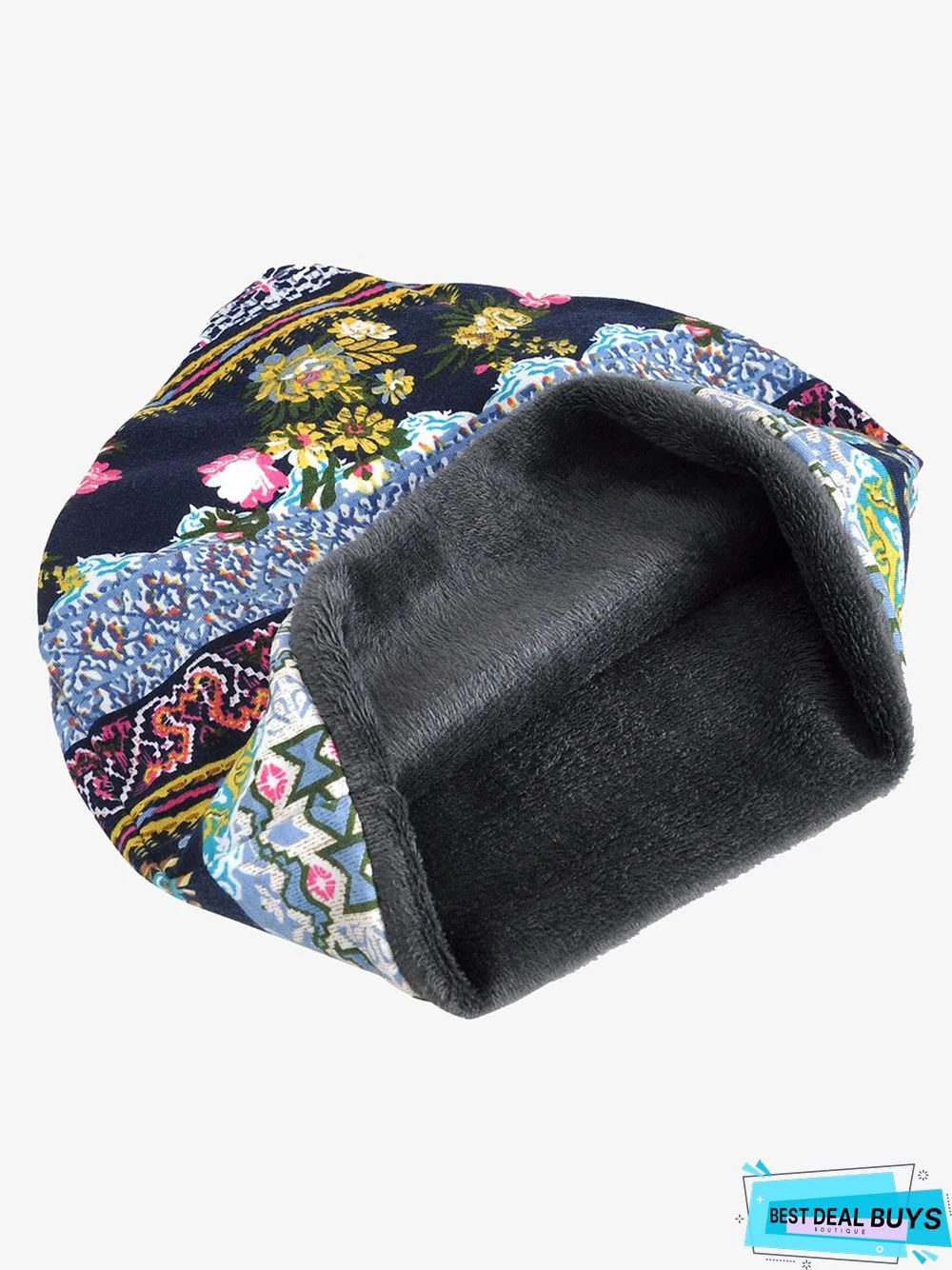 Women Vintage Stripe Print Beanie Outdoor Windproof Hat