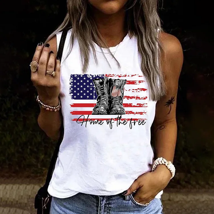 Comstylish Home of Free Flag Print Tank Top