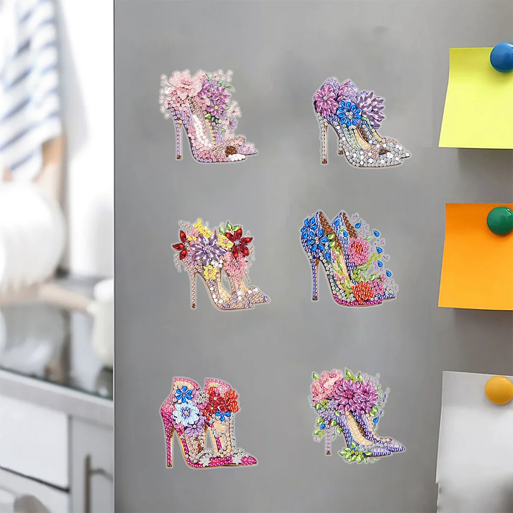 6PCS High Heel Special Shape Diamond Painting Magnets Refrigerator