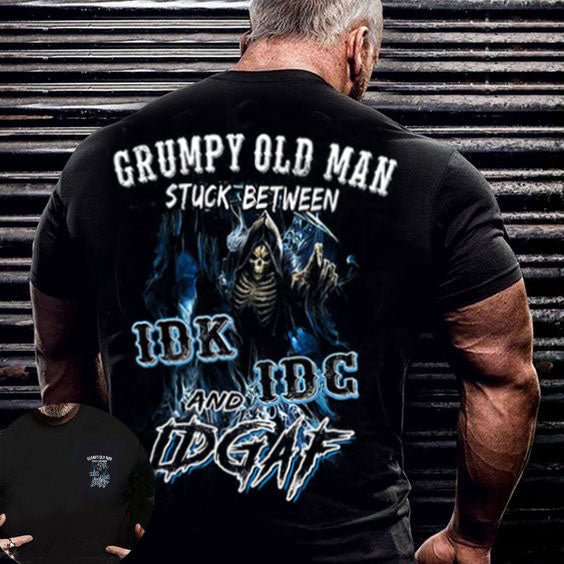 Grumpy Old Man Personalized Slogan Skull Creative Printing Men's Fashion Casual T-Shirt