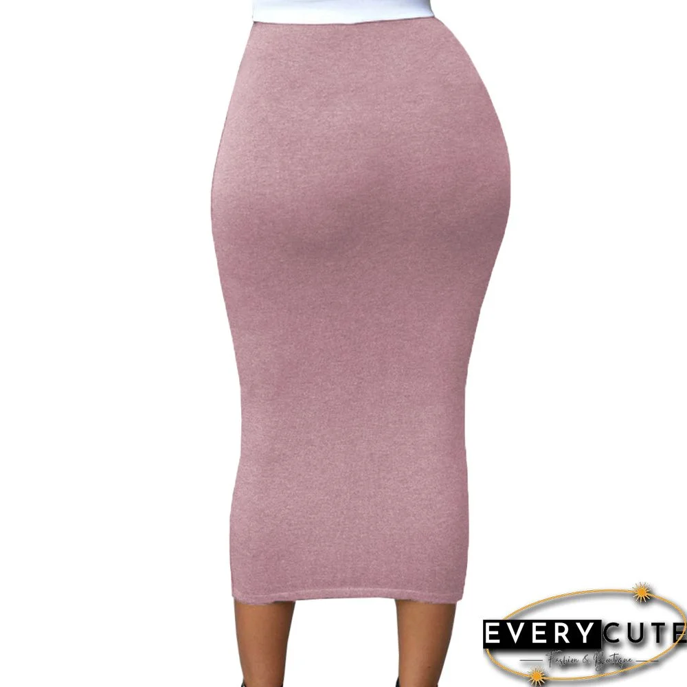 Pink High-waisted Bodycon Maxi Skirt