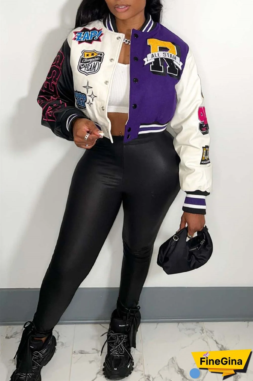 Red Casual Print Patchwork O Neck Outerwear