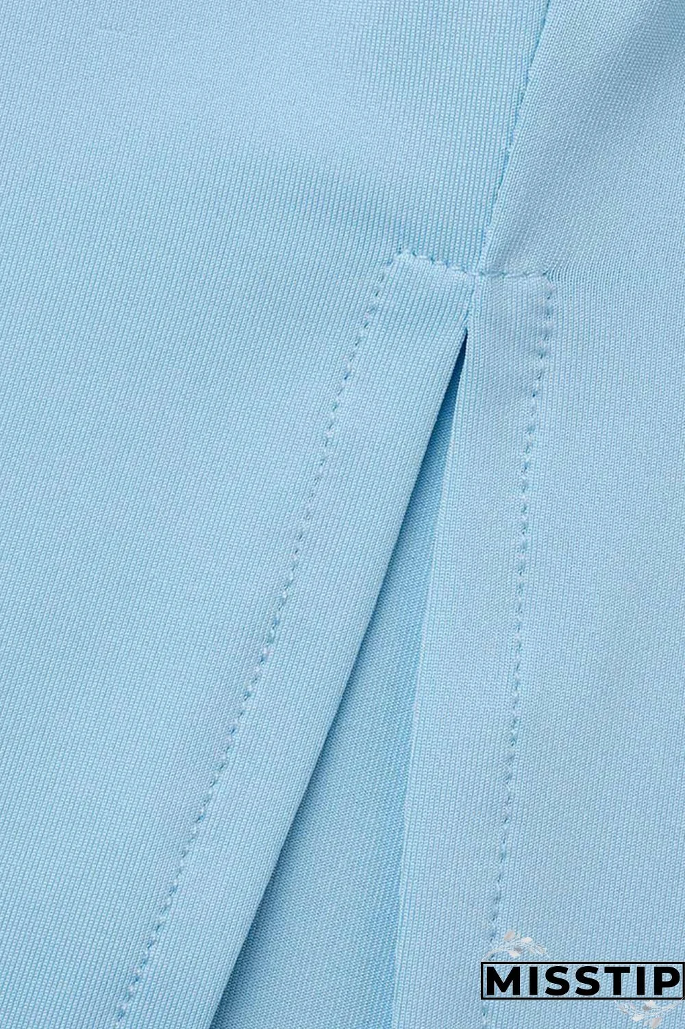 Blue Casual Solid Bandage Patchwork Slit O Neck Sleeveless Two Pieces