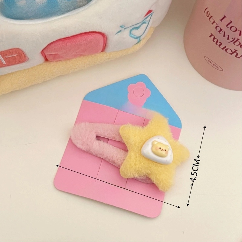 Cute Sweet Women’s Star Heart Shape Plush Hair Clip