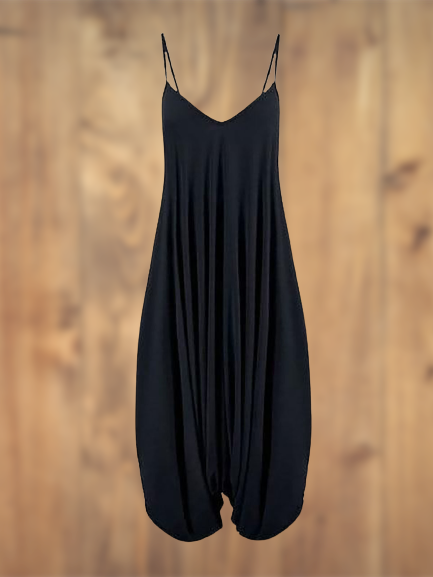 Ladies Black Comfortable Casual Bohemian Harem Pants Jumpsuit