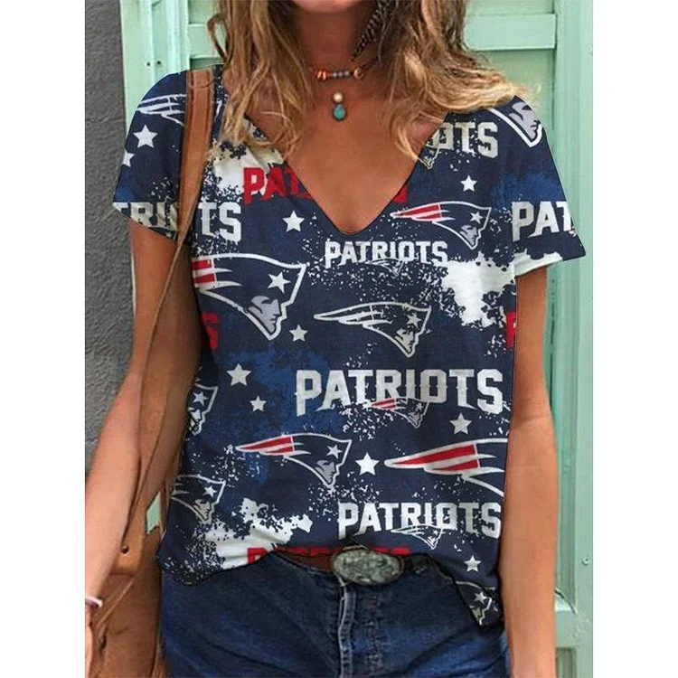 New England Patriots Lightweight Short Sleeve V-Neck T-Shirt