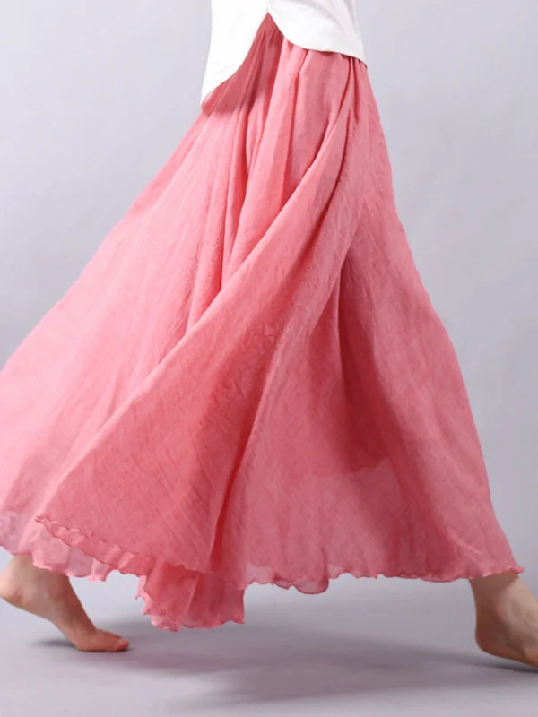 Casual A-Line Elastic Waist Pure Color Skirts