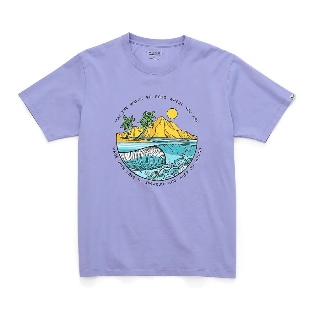 SIMWOOD 2021 summer new t-shirt men island print holiday tops fashion 100% cotton causal tshirt thin breathable plus size tees