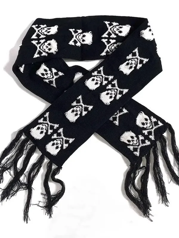 Punk Y2K Skull Thick Knit Scarf