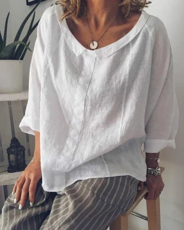 Plus Size Causal Solid Color Long Sleeve Shirts