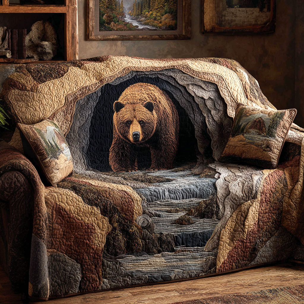 Canyon Bear Quilted Sofa Cover NCU0TV1404 everthome