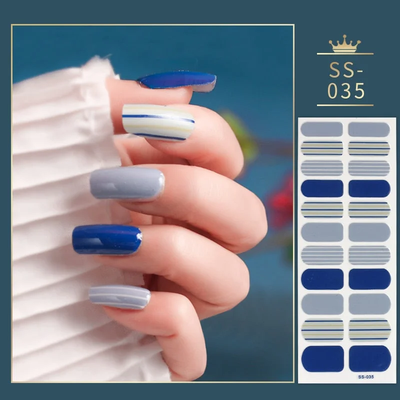 22Tips Colorful Nail Stickers Nail Accesoires Full Cover Stickers for Nails Self Adhesive Nail Art Nails Sticker Designer Shiny