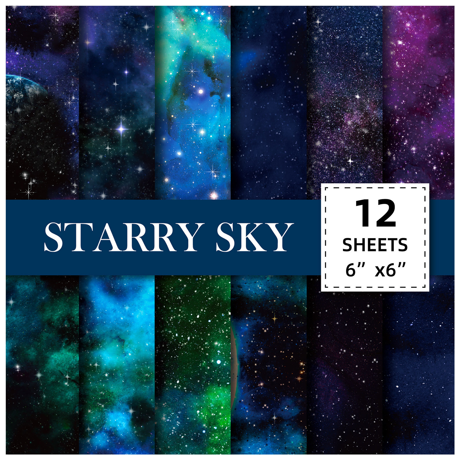 Galactic DreamCraft: 12-Sheet Sky & Stars Origami Paper Set - DIY Crafting