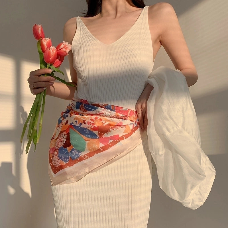 Women’s Retro French Style Polka Dots Cashew Nuts Satin Silk Scarf